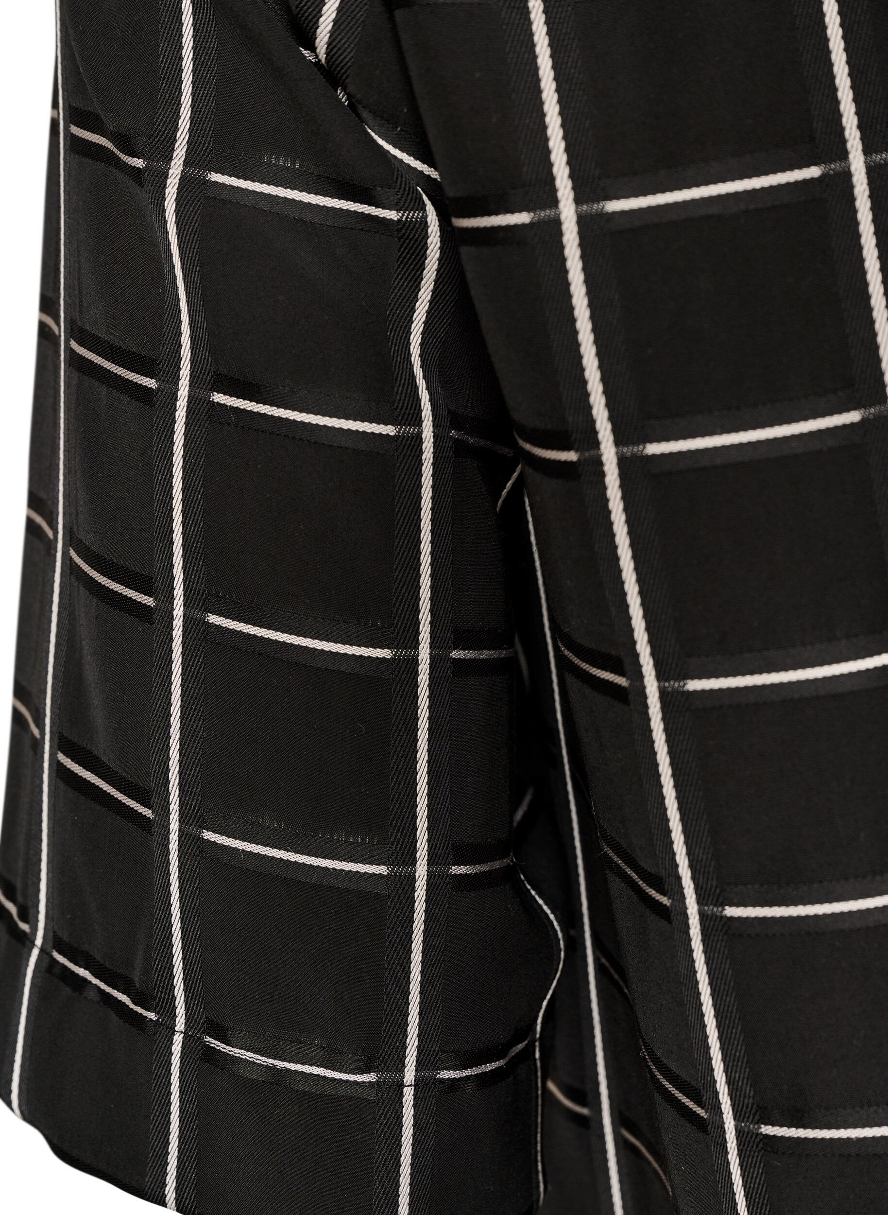 ZizzifashionChecked blouse with lace trim and elbow-length sleeves, Black, Packshot image number 3