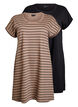 2-pack T-shirt dress with short sleeves, Brown, Packshot image number 0