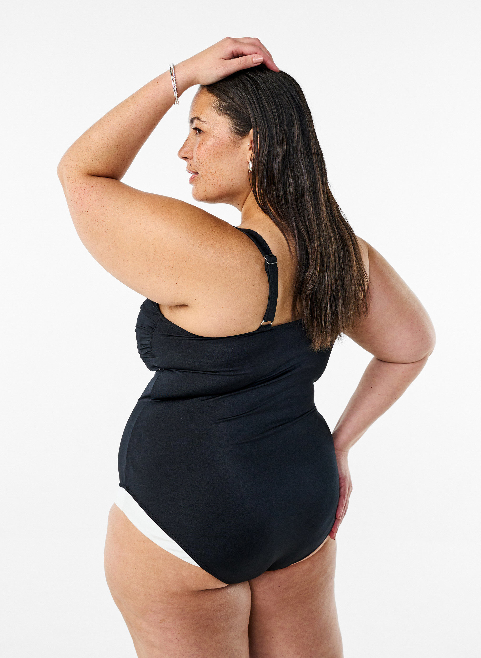 Zizzifashion Swimsuit with padding and contrast detailing, Black, Model image number 1