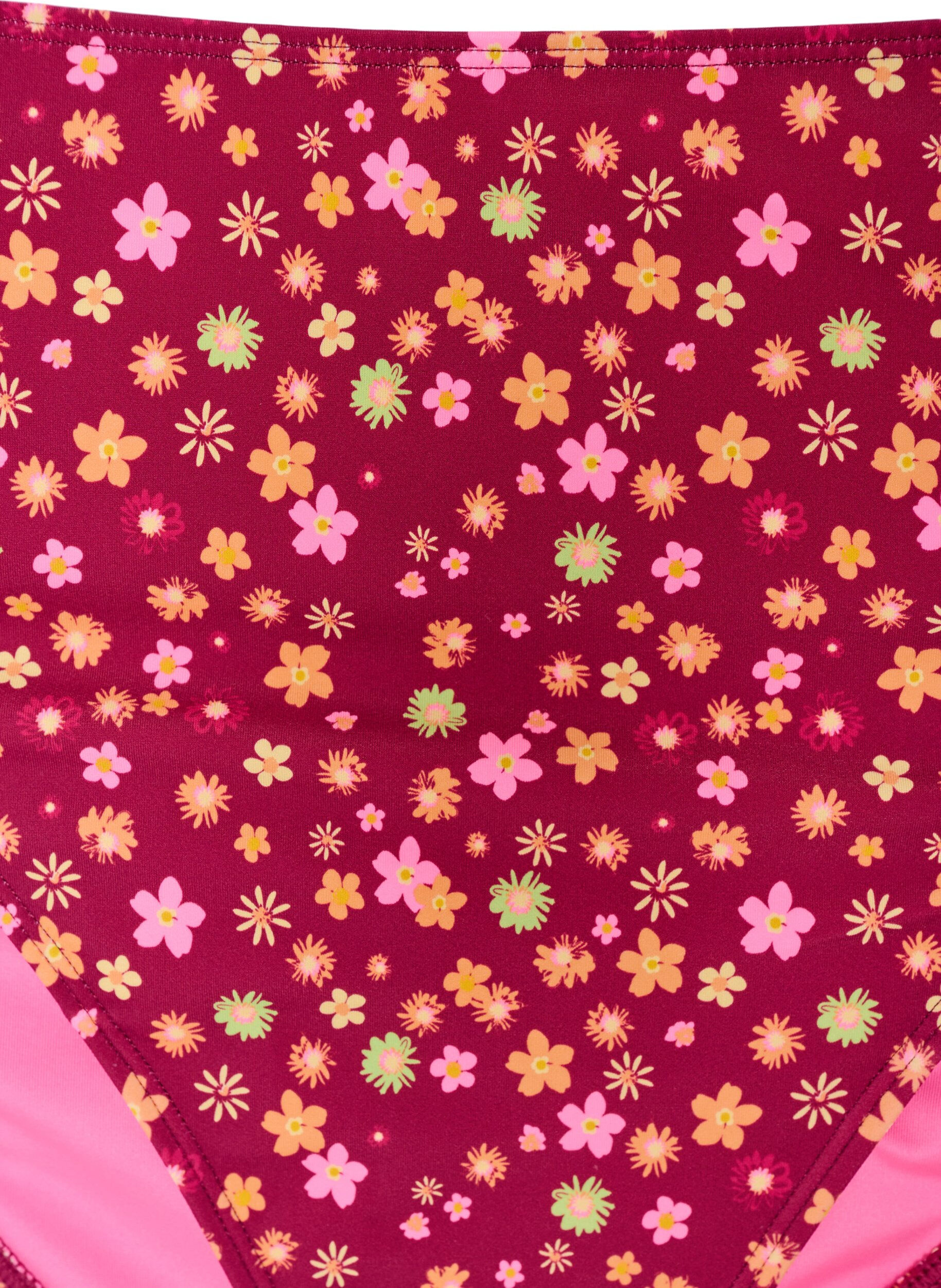 Zizzifashion Tai bikini briefs with tie-fastenings and floral print, Red, Packshot image number 2