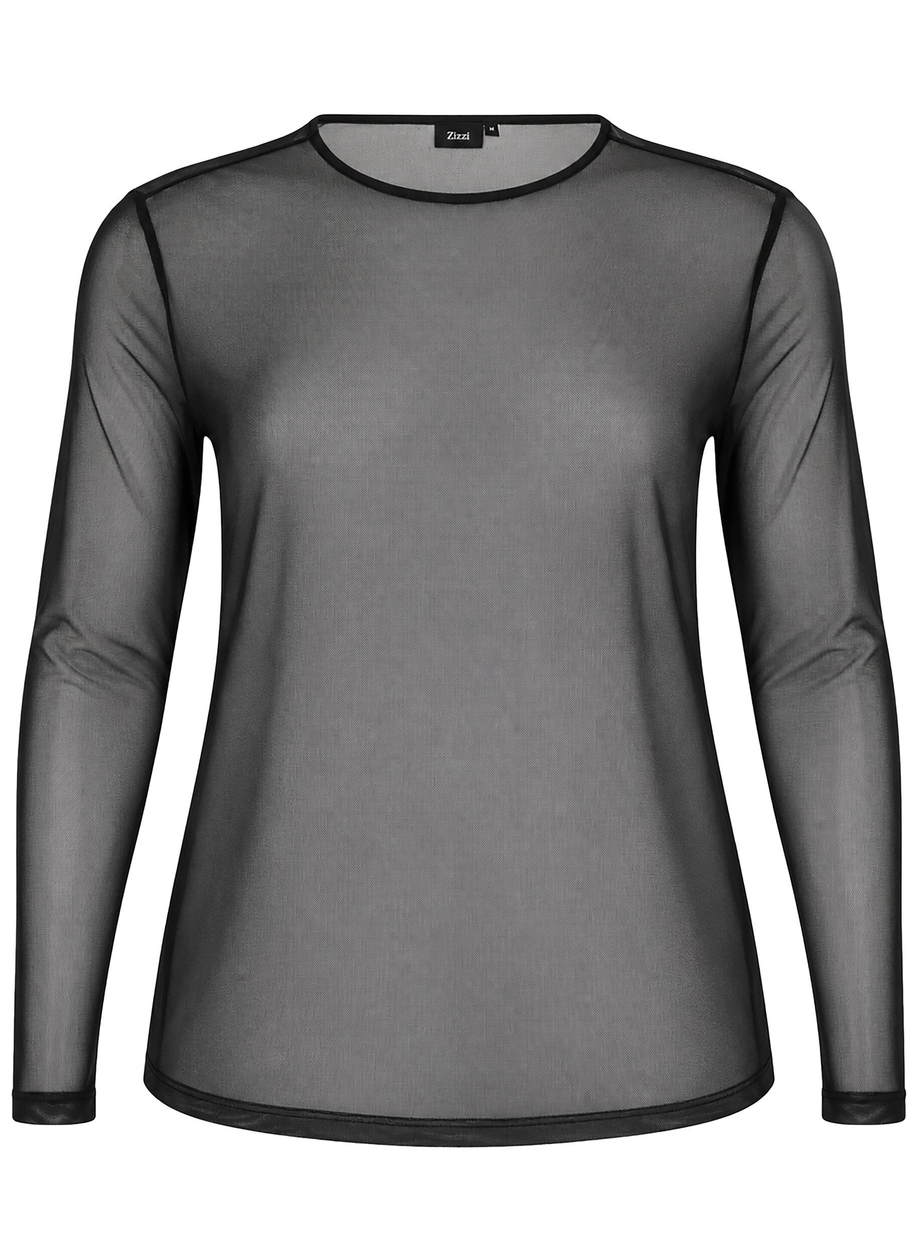 Mesh blouse with long sleeves