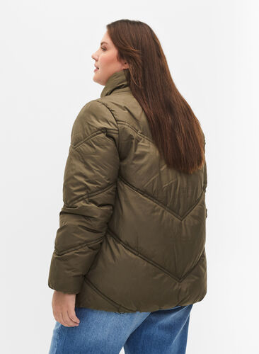 Short puffer Winter jacket with pockets, Bungee Cord , Model image number 1