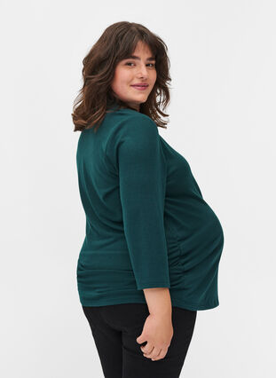 Maternity blouse with 3/4 sleeves and V-neck, Ponderosa Pine, Model image number 1