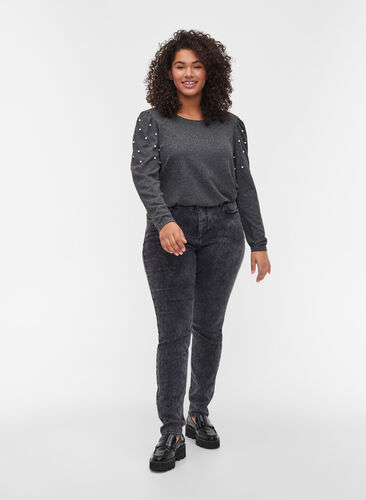 High-waisted Amy jeans , Grey Denim, Model image number 0