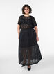 Long eyelet skirt with an elasticated waistband, Black, Model image number 0