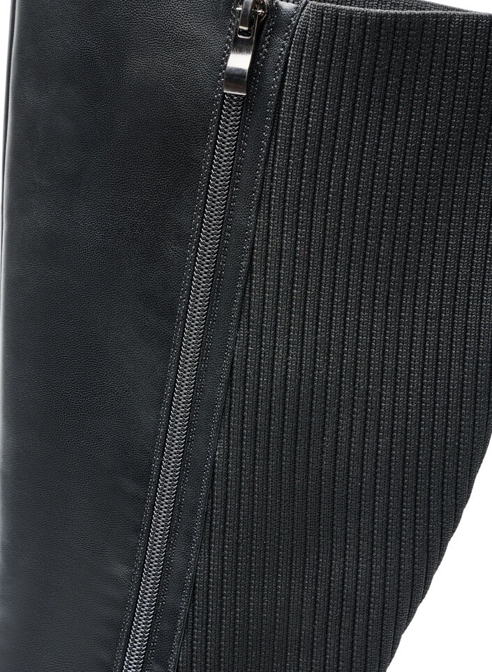 High boot with zip and elastic panels, Black, Packshot image number 4