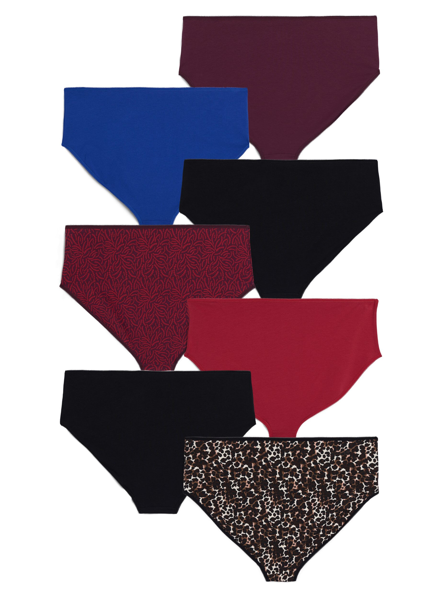 Zizzifashion7-pack of panties with a regular waist, Red, Packshot image number 1