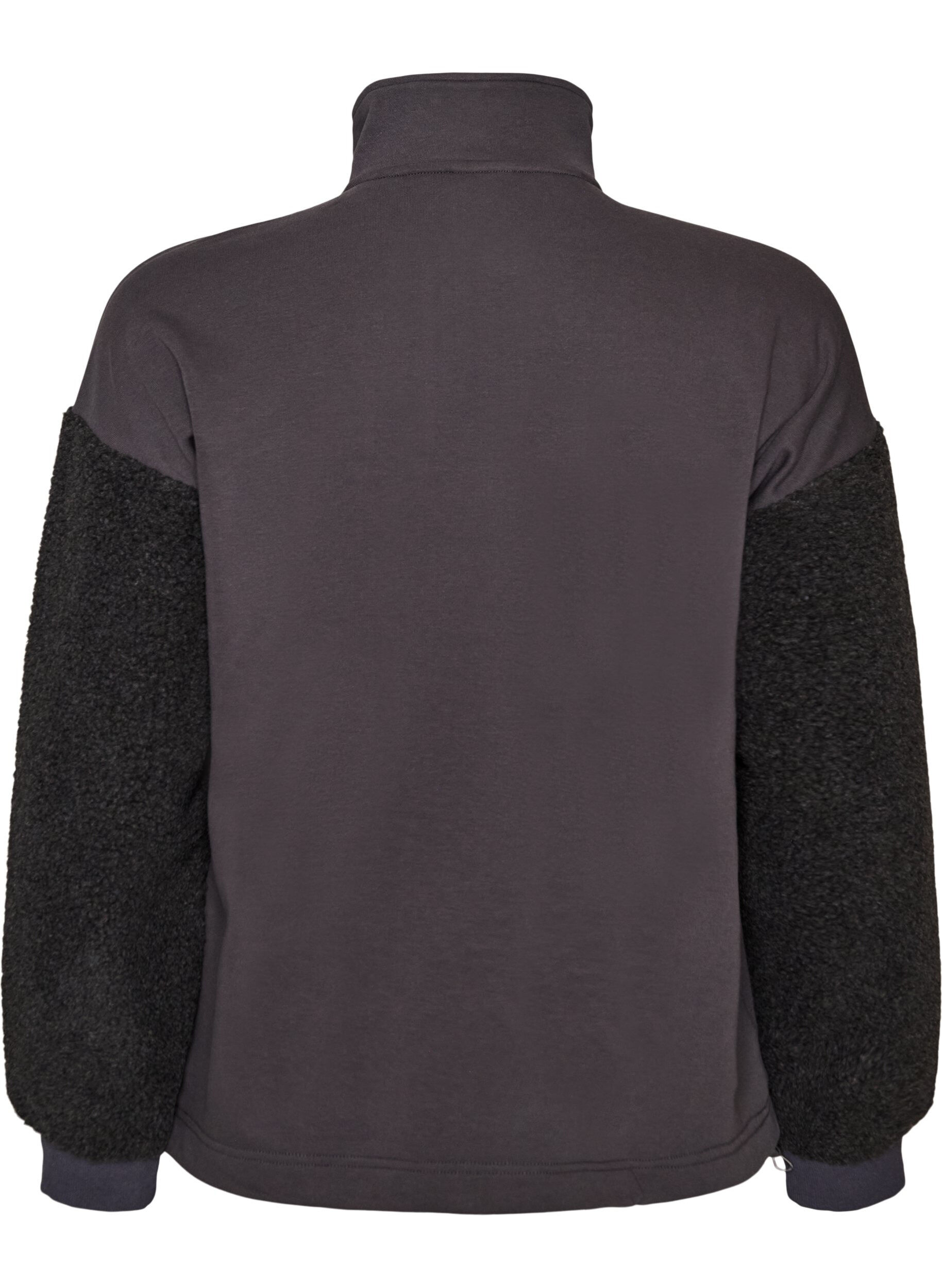 ZizzifashionSweatshirt with teddy sleeves and a high neck, Dark Grey, Packshot image number 1
