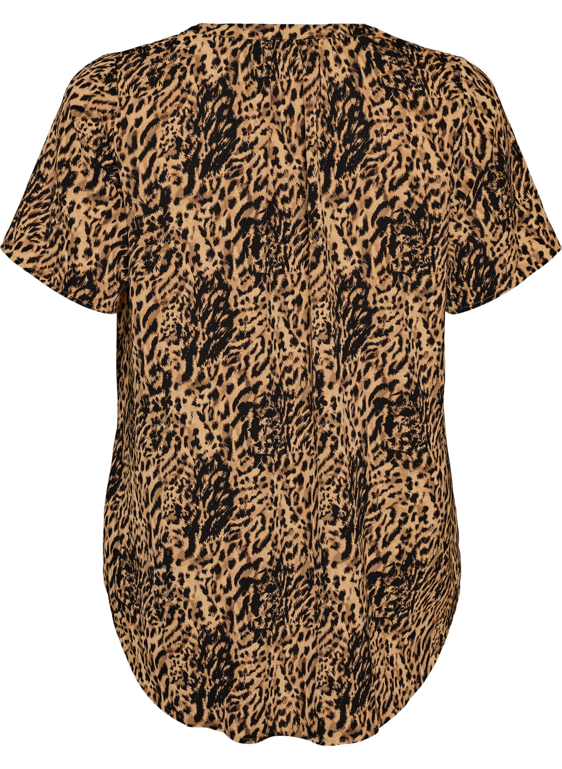 ZizzifashionBlouse with short sleeves and v-neck, Brown, Packshot image number 1