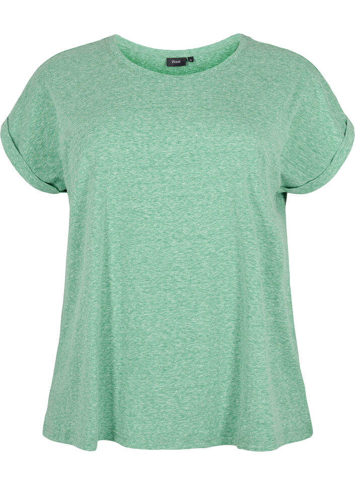 Melange t-shirt with short sleeves, Green, Packshot