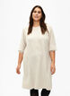 Knitted dress with 3/4 puff sleeves, Pumice S./White Mel., Model image number 0