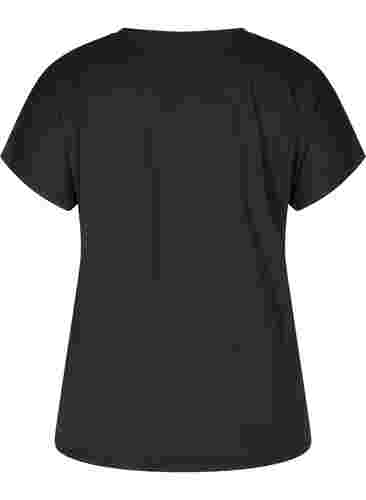 Short-sleeved sports T-shirt with V-neckline, Black, Packshot image number 1
