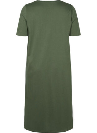 Cotton t-shirt dress with side slits, Thyme, Packshot image number 1