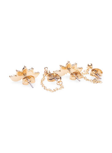 	 2-pack gold coloured earrings, Gold, Packshot image number 1