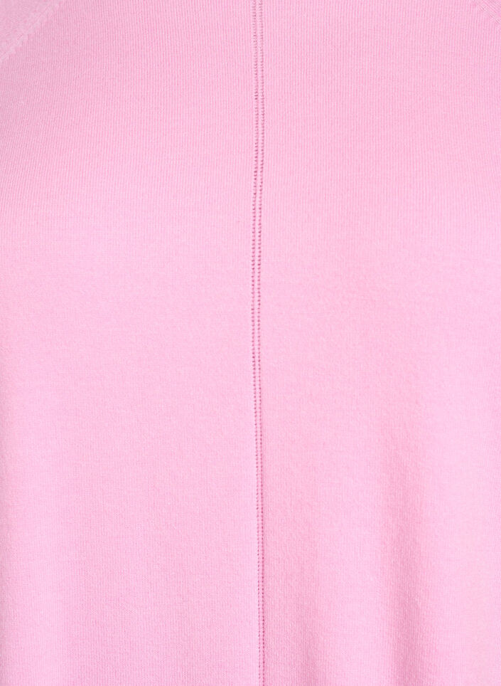 Knit blouse with round neck and knitted pattern, Pink, Packshot image number 2