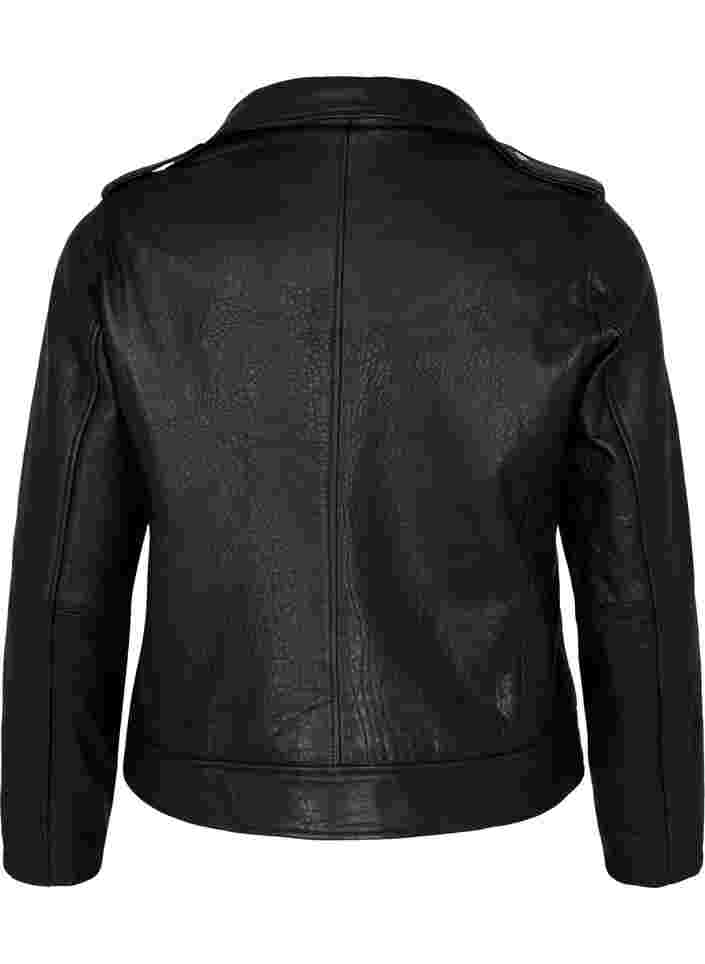 Leather jacket with zip, Black, Packshot image number 1