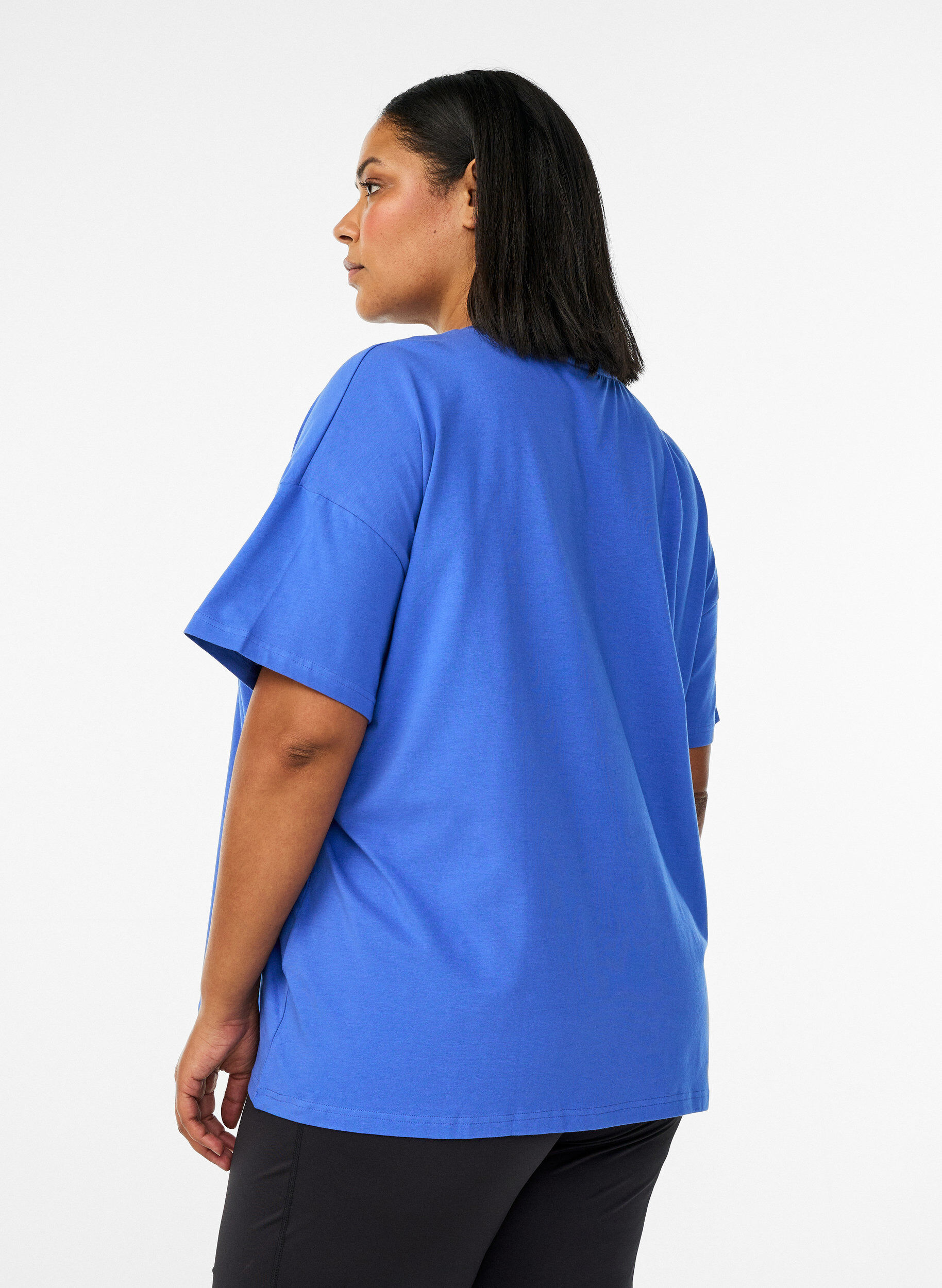 Zizzifashion Organic cotton T-shirt with a small front motif, Blue, Model image number 2