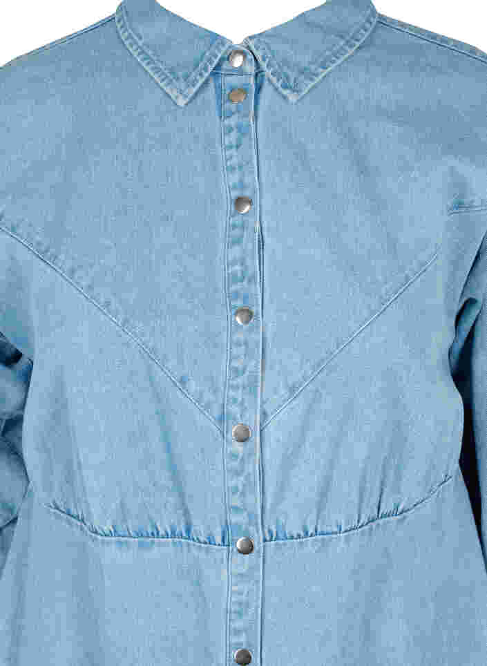 Denim dress with buttons and long sleeves, Light blue denim, Packshot image number 2
