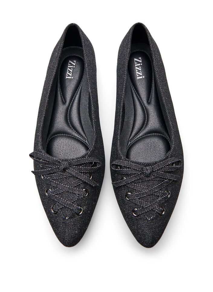 Wide fit - Ballerina with lace detail, Black, Packshot image number 2