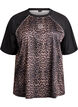 Workout t-shirt with leopard print and raglan sleeves, Brown, Packshot image number 0