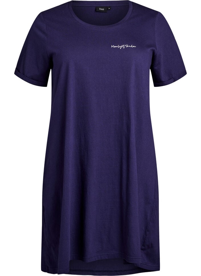 Long night T-shirt in organic cotton with print, Blue, Packshot image number 0