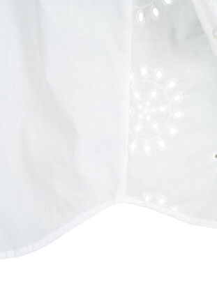 Shirt blouse with embroidery anglaise and 3/4 sleeves, Bright White, Packshot image number 3