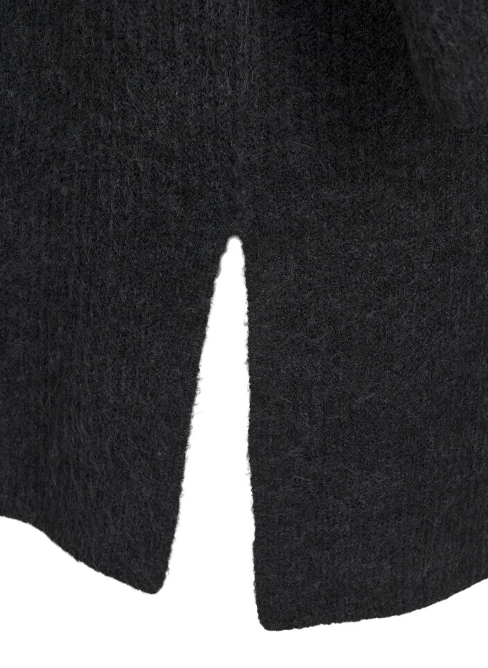 FLASH - Ribbed cardigan with slits, Dark Grey Melange, Packshot image number 3
