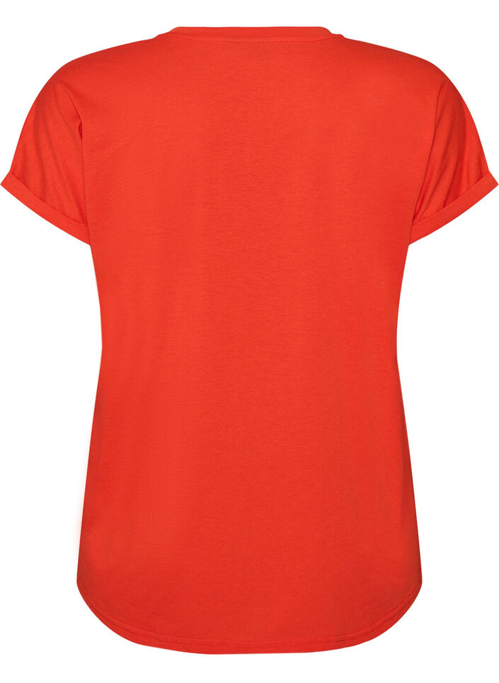 Short-sleeved cotton blend T-shirt, Orange, Packshot image number 1