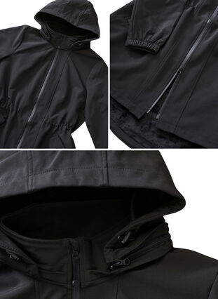 Softshell jacket with detachable hood, Black, Packshot image number 4