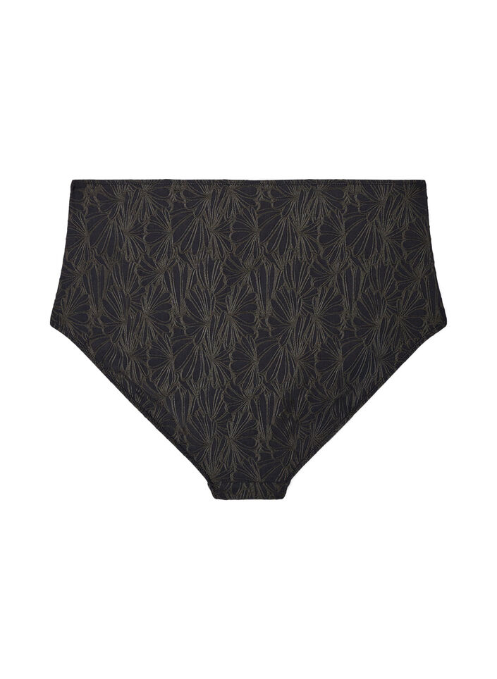 High-waisted bikini bottoms with a structured pattern, Dark Grey, Packshot image number 1