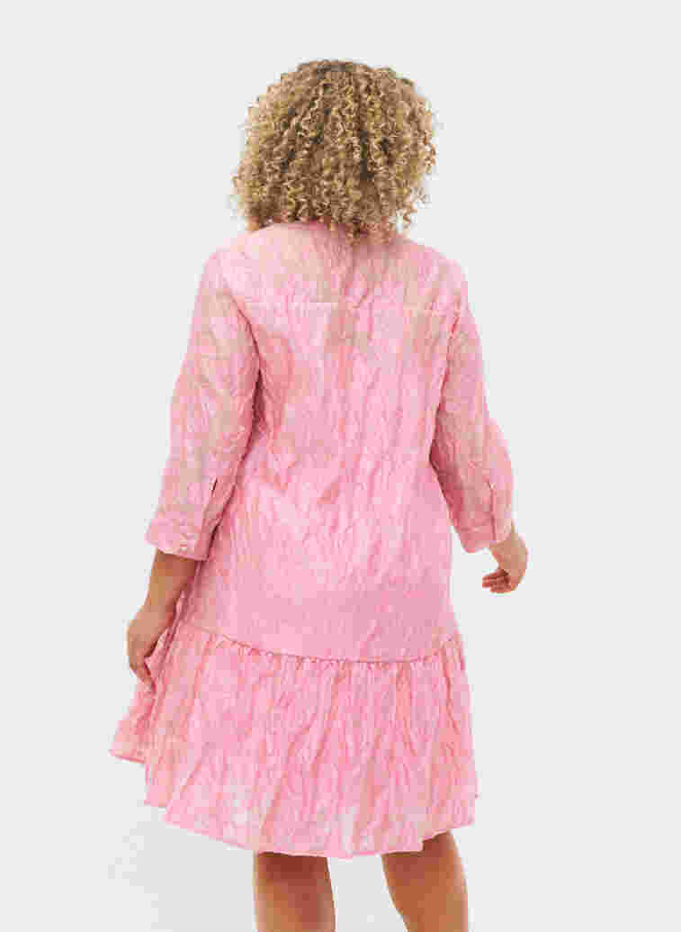 Jacquard A-line dress with ruffles, Cashmere Rose, Model image number 1