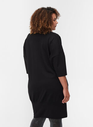 Solid-coloured tunic with 3/4-sleeves, Black, Model image number 1