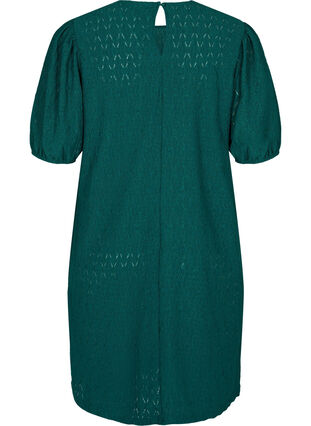Dress with textured pattern and balloon sleeves, Deep Teal, Packshot image number 1