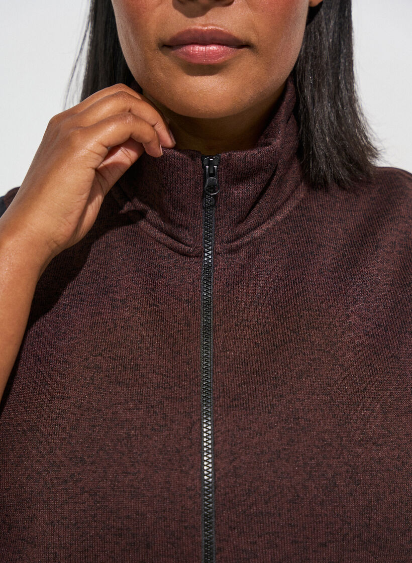 Vest with high neck and zipper, Brown, Model image number 3