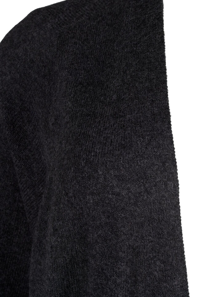 Long knitted cardigan with pockets, Dark Grey Melange, Packshot image number 4