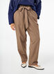 High-waisted trousers with ruffles and a tie belt, Walnut Melange, Model image number 2
