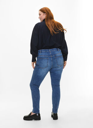 Sanna jeans with super slim fit and button closure, Blue denim, Model image number 1