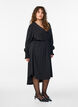 Midi dress with wrap-look and smock sleeves, Black, Model image number 1