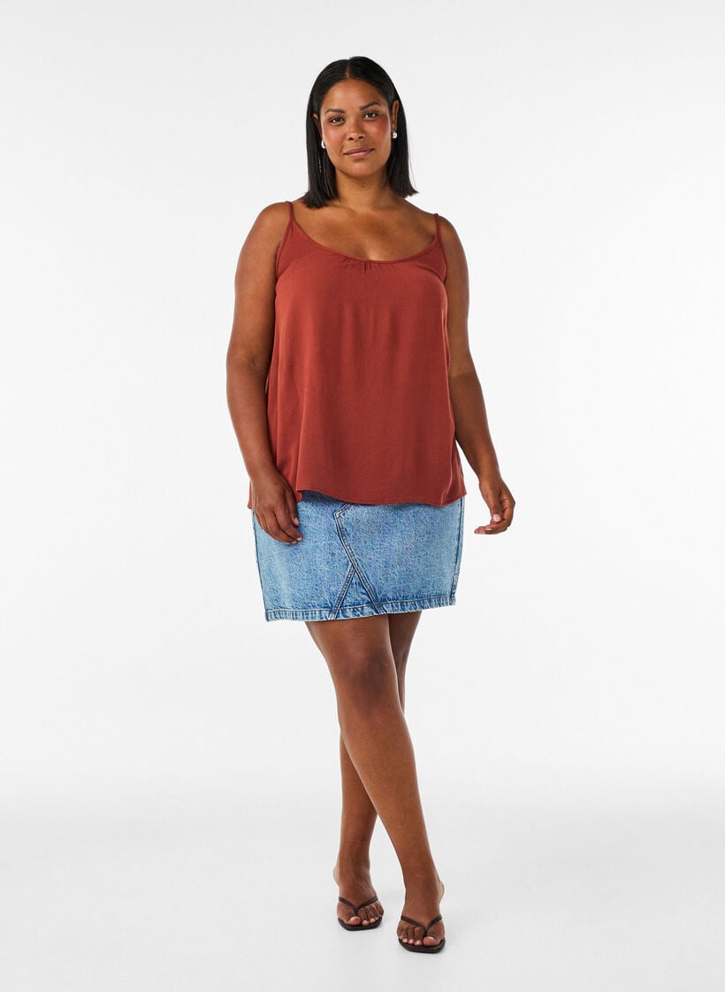 Strap top in viscose, Red, Model image number 1
