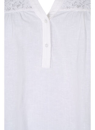 Cotton blouse with lace details, Bright White, Packshot image number 2