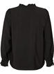 Shirt blouse with embroidered flower appliqu&eacute;s, Black, Packshot image number 1