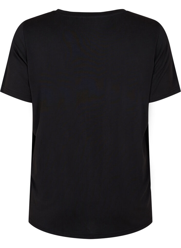 T-shirt with TENCEL™ Modal and round neck, Black, Packshot image number 1