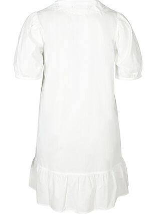 Cotton shirt dress with balloon sleeves, Bright White, Packshot image number 1
