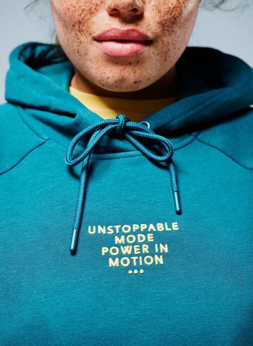 Hoodie with embroidered front motif, Green, Image image number 0