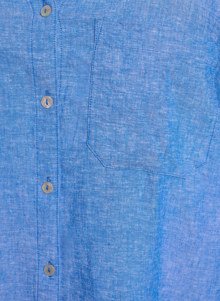 Shirt in linen and viscose with 3/4 sleeves, Blue, Packshot image number 3