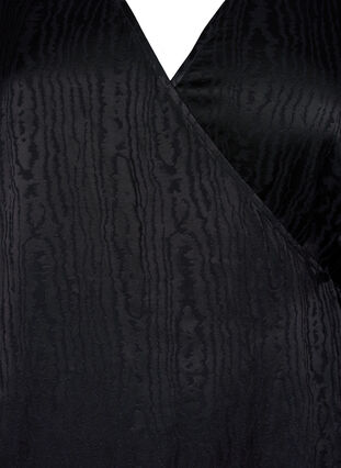 Long-sleeved viscose dress with tone-on-tone print, Black, Packshot image number 2