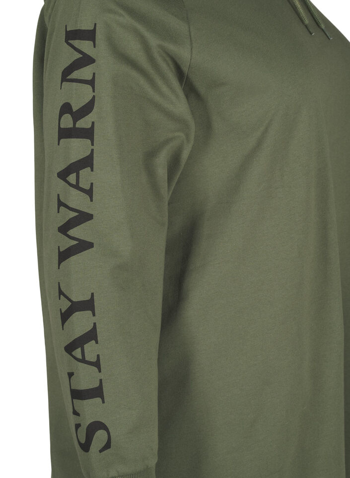 Oversize sweatshirt with print on the sleeves, Thyme w. Black, Packshot image number 3