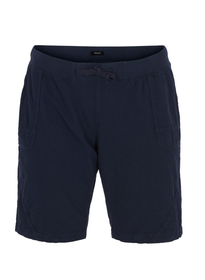 Loose cotton shorts with pockets, Night Sky, Packshot image number 0
