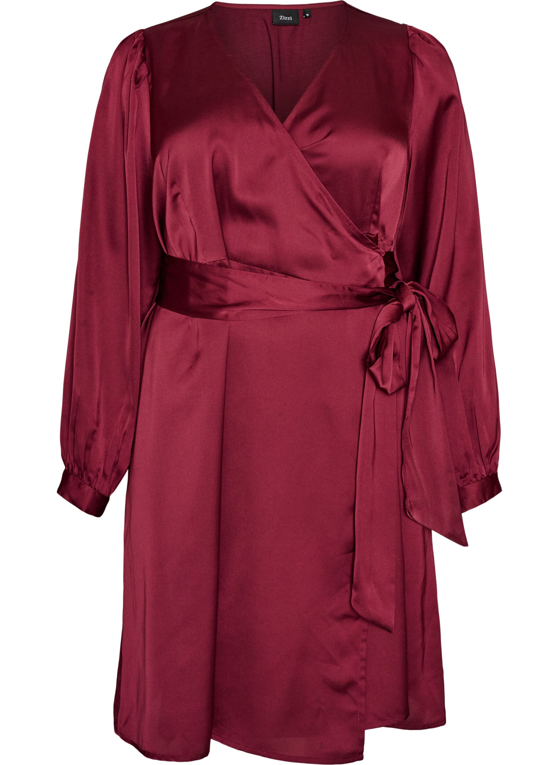 Short satin dress with wrap design