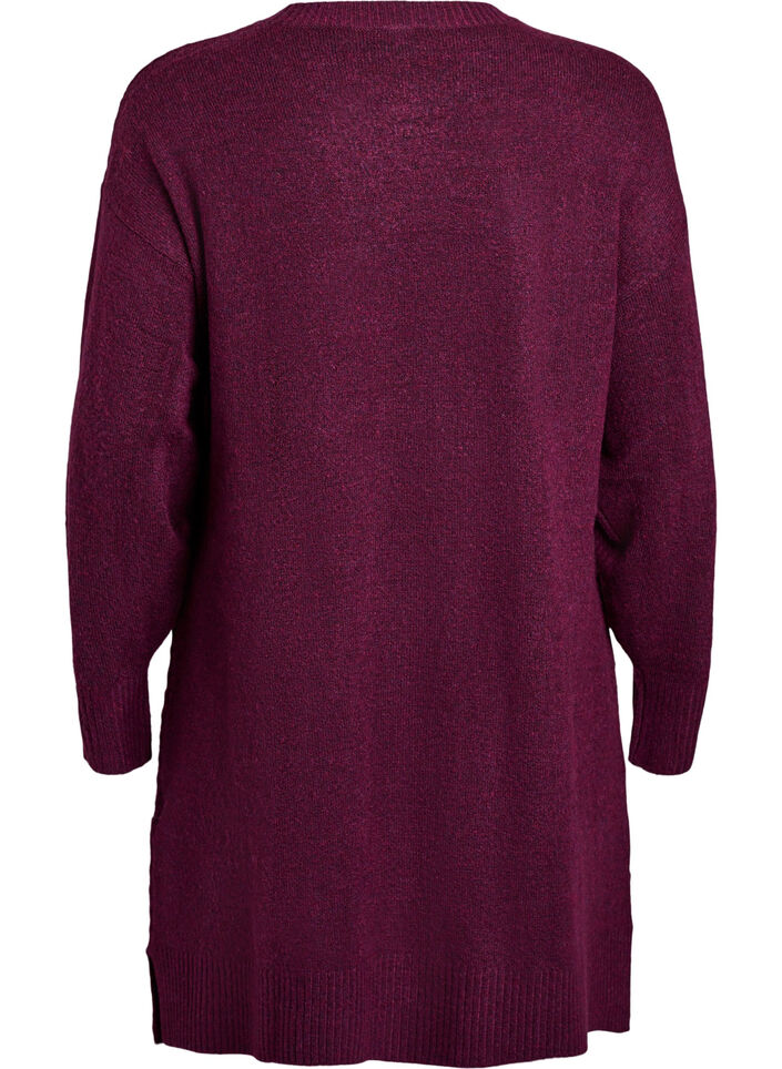 Short knitted dress with a V-shaped textured pattern, Purple, Packshot image number 1